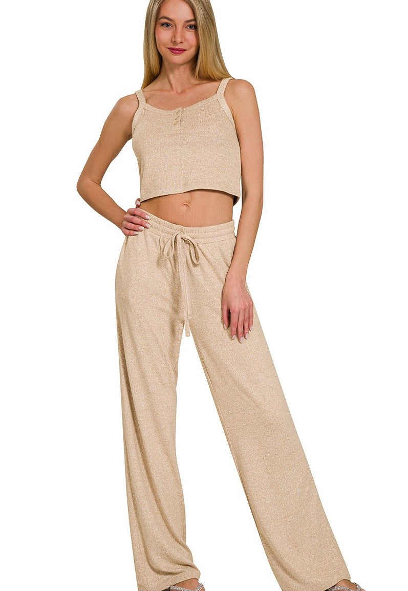 Brushed Beige Top & Pant Set