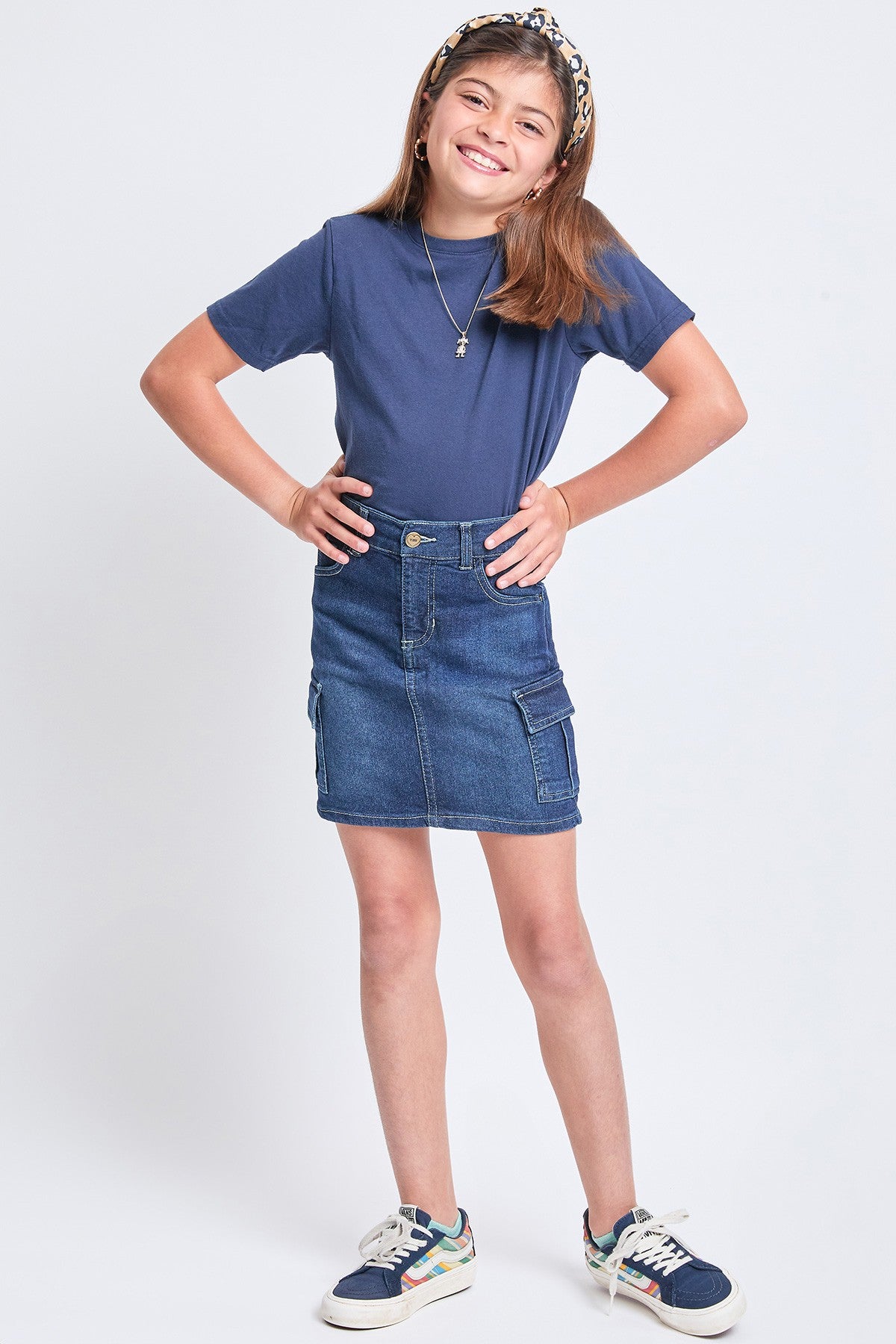 Girls Cargo Denim Skirt