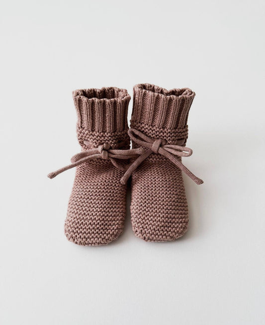 3-6 Month Mocha Knit Booties