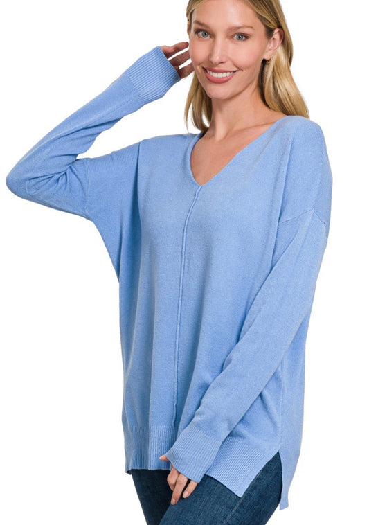 Dusty Blue Seam Sweater