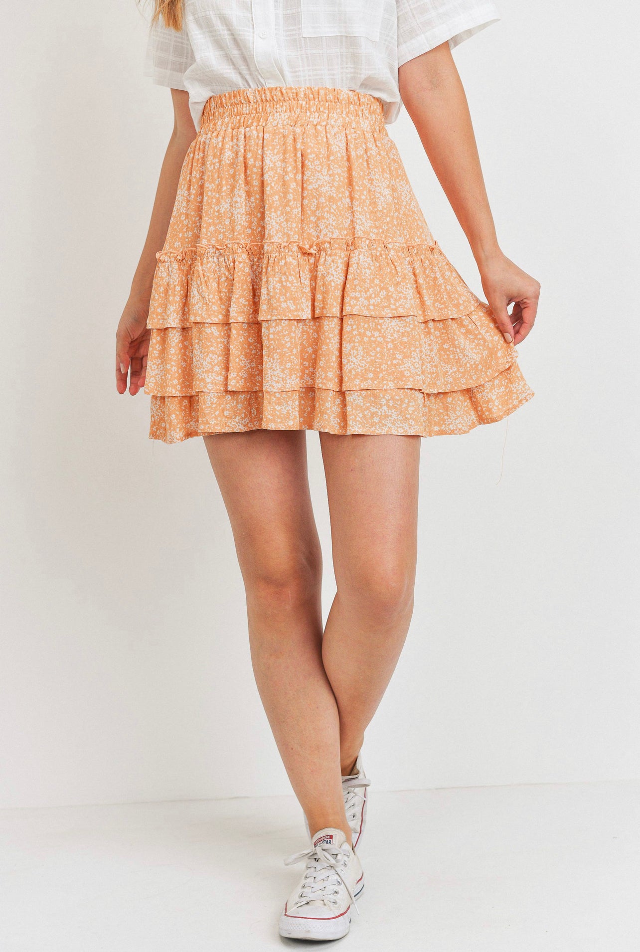 Orange Floral Skirt