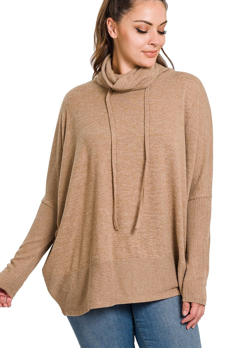 Cowl Neck Sweater, Camel