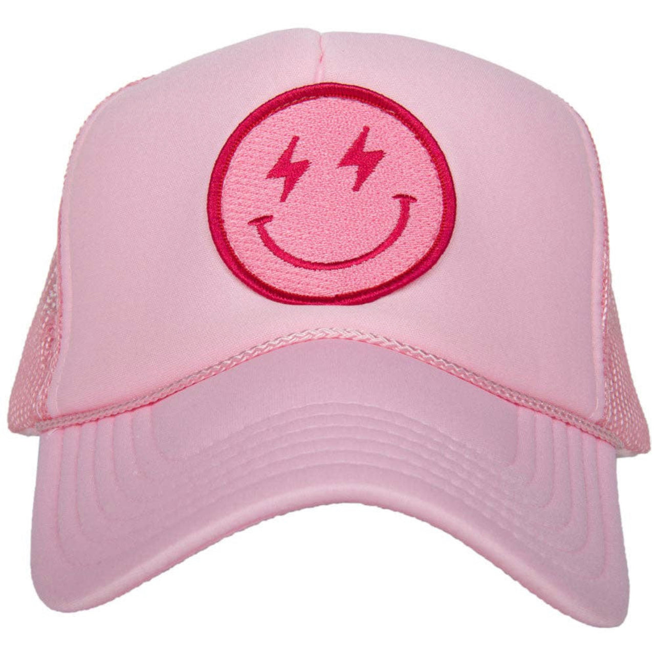 Happy Face Trucker Hat, Pink